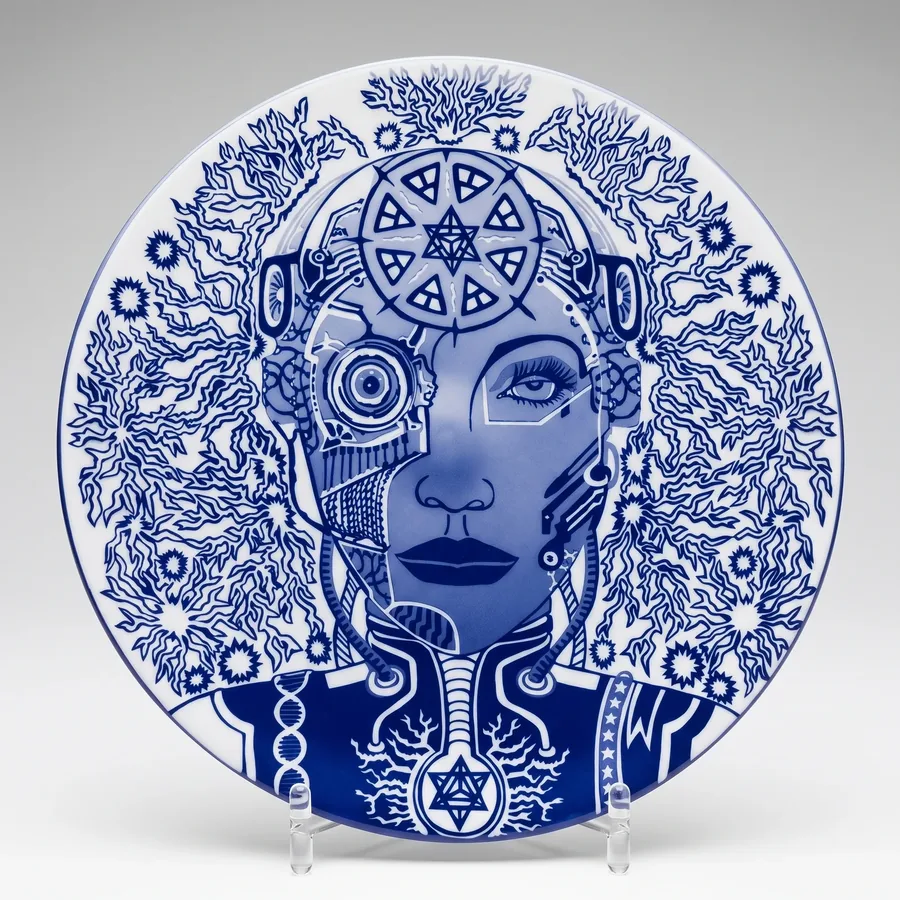 Plate VIII from Alluring Cyborg Series, a glass artwork by Trish Duggan