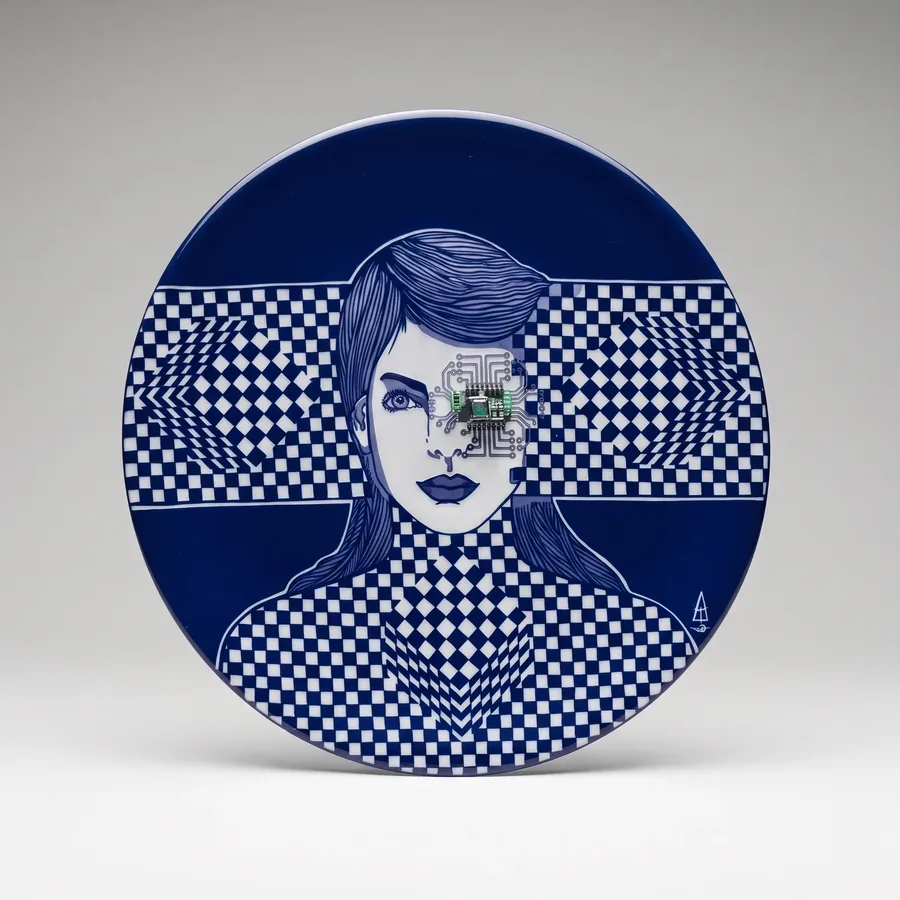 Plate XVII from Alluring Cyborg Series, a glass artwork by Trish Duggan