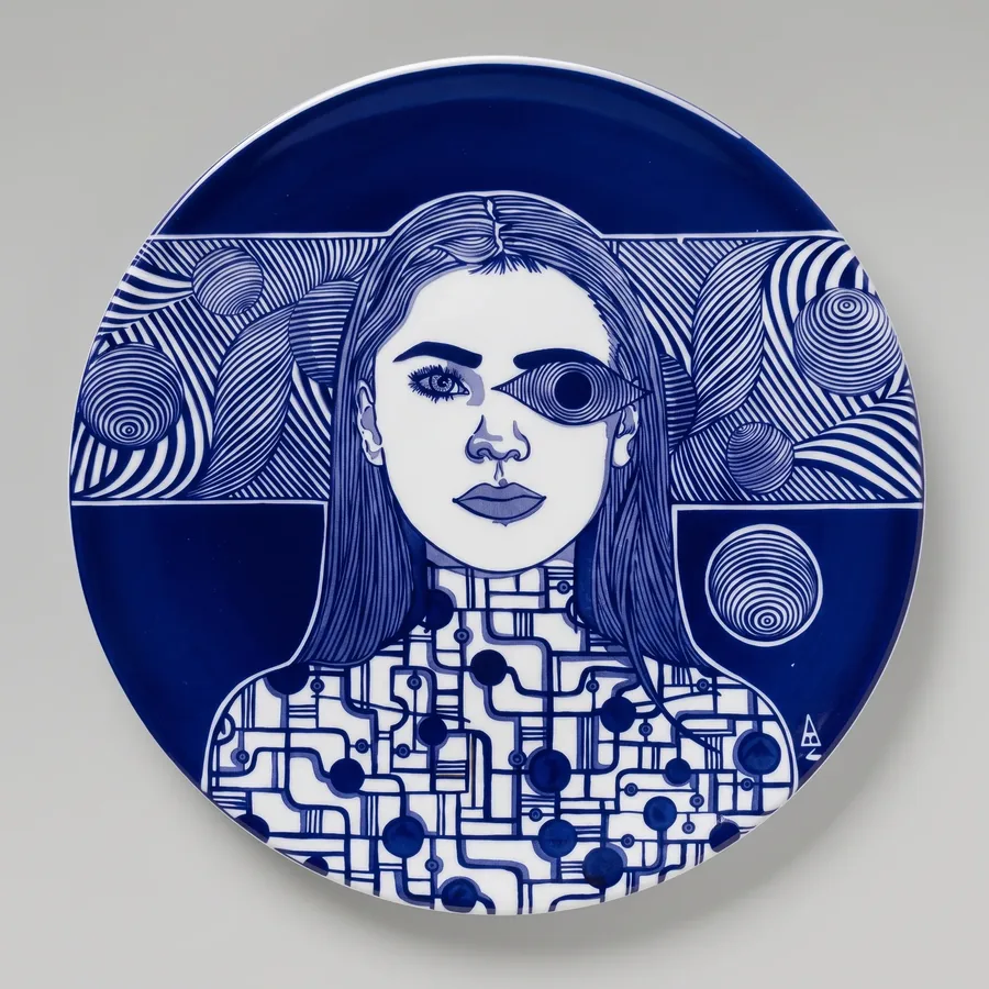 Plate XXI from Alluring Cyborg Series, a glass artwork by Trish Duggan