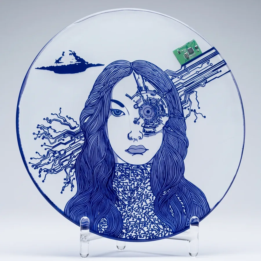 Plate XXVI from Alluring Cyborg Series, a glass artwork by Trish Duggan