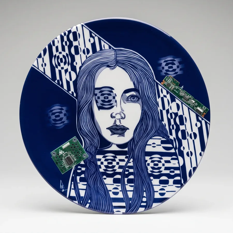 Plate XXIX from Alluring Cyborg Series, a glass artwork by Trish Duggan