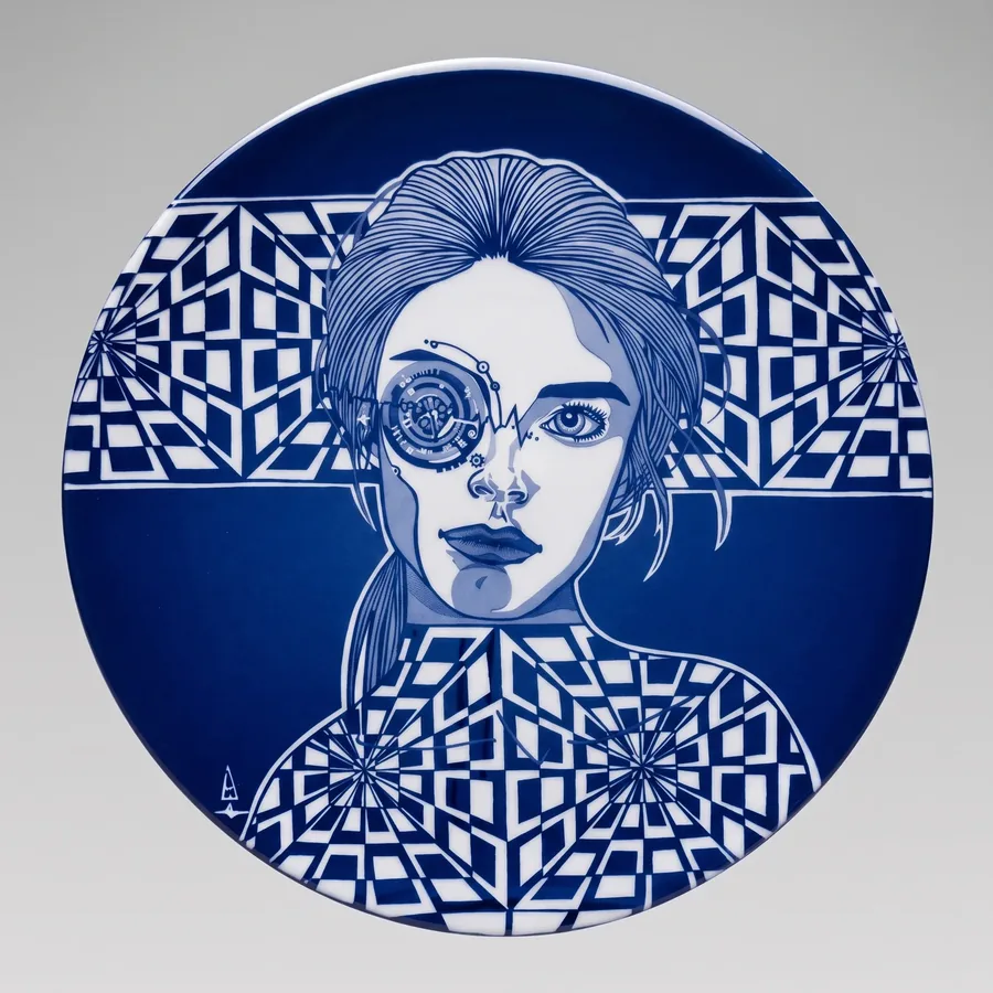 Plate XXXIV from Alluring Cyborg Series, a glass artwork by Trish Duggan