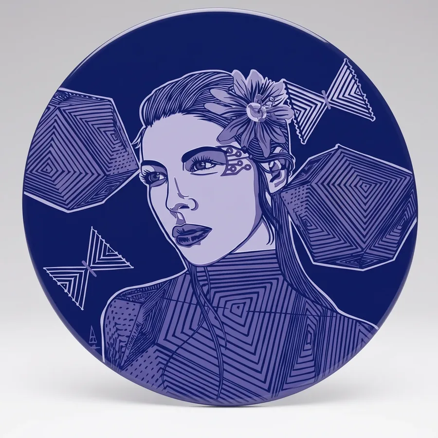 Plate XXXIX from Alluring Cyborg Series, a glass artwork by Trish Duggan
