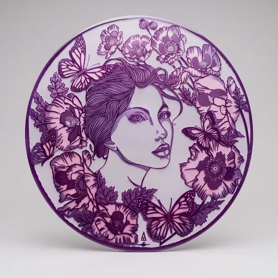 Plate XLVIII from Alluring Cyborg Series, a glass artwork by Trish Duggan