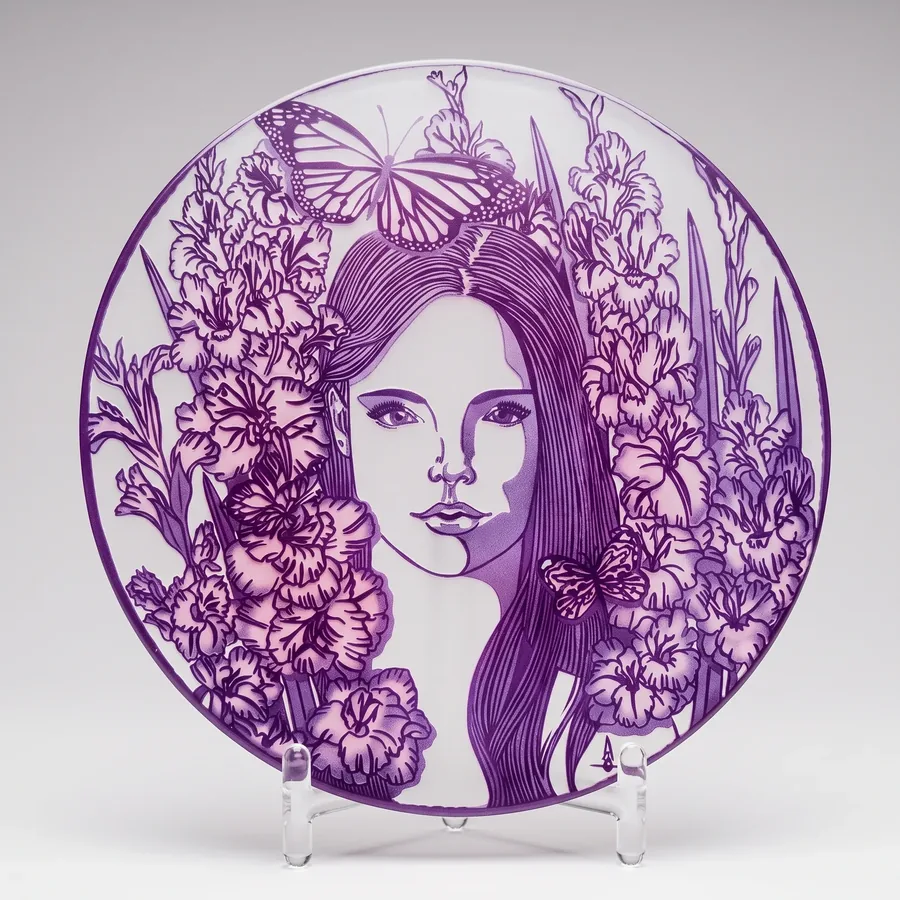 Plate LV from Alluring Cyborg Series, a glass artwork by Trish Duggan