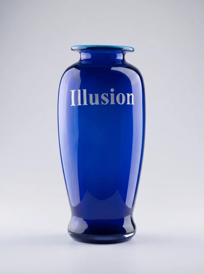 Etched glass vase from Flight and Illusion by Trish Duggan