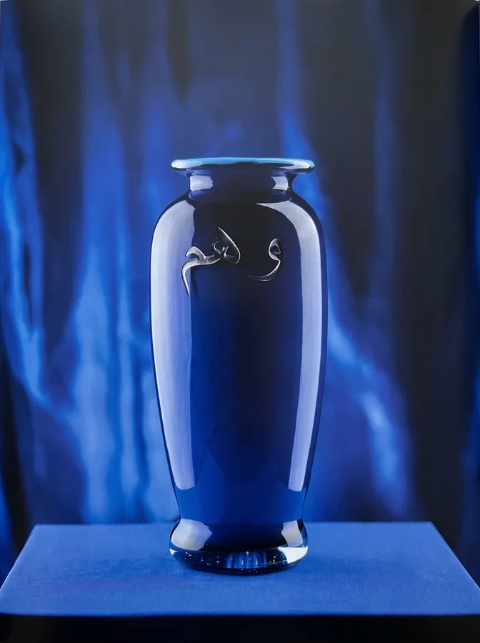 Etched glass vase from Flight and Illusion by Trish Duggan