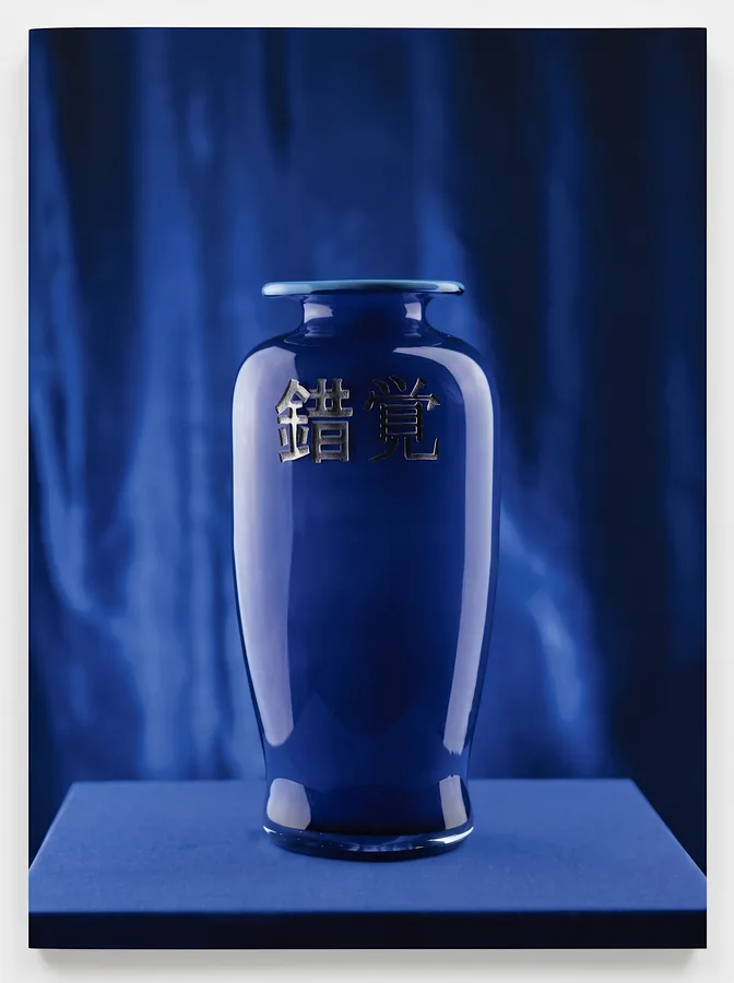 Etched glass vase from Flight and Illusion by Trish Duggan