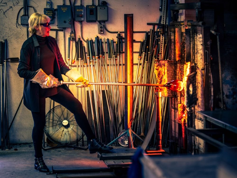 Trish Duggan working with glass in the studio